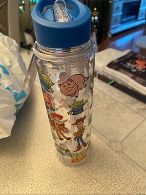 Disney Toy Story Clear Water Bottle with Blue Lid